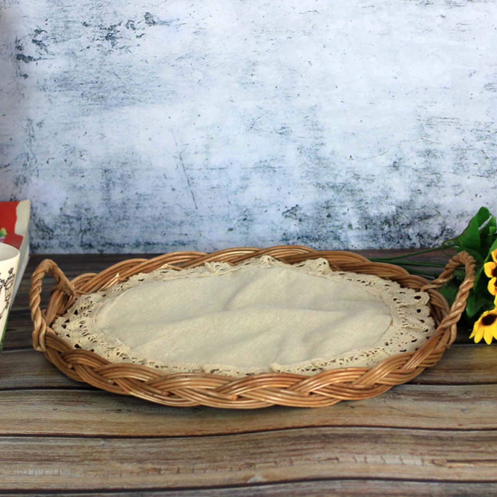 Rattan Tray Handle - Voedselkoepeldeksel en serveerschaal van rotan, geweven,
