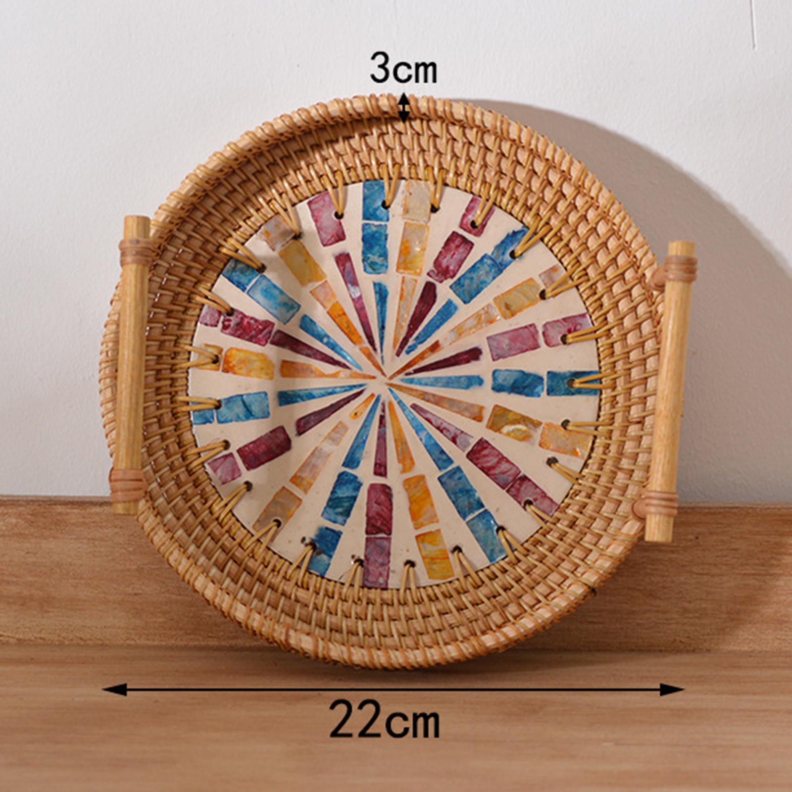 Rattan Tray Handle - Rotan opbergbak met ronde mandvorm, handgeweven