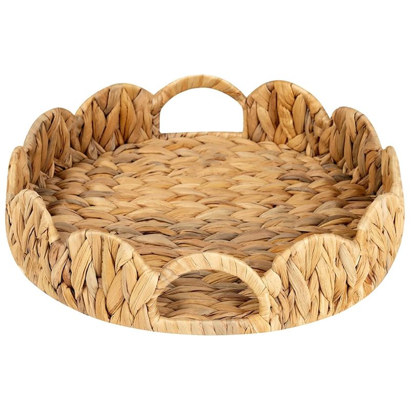 Rattan Tray Handle - A76I-Ronde Schaal Met Gegolfde Rand, Ronde