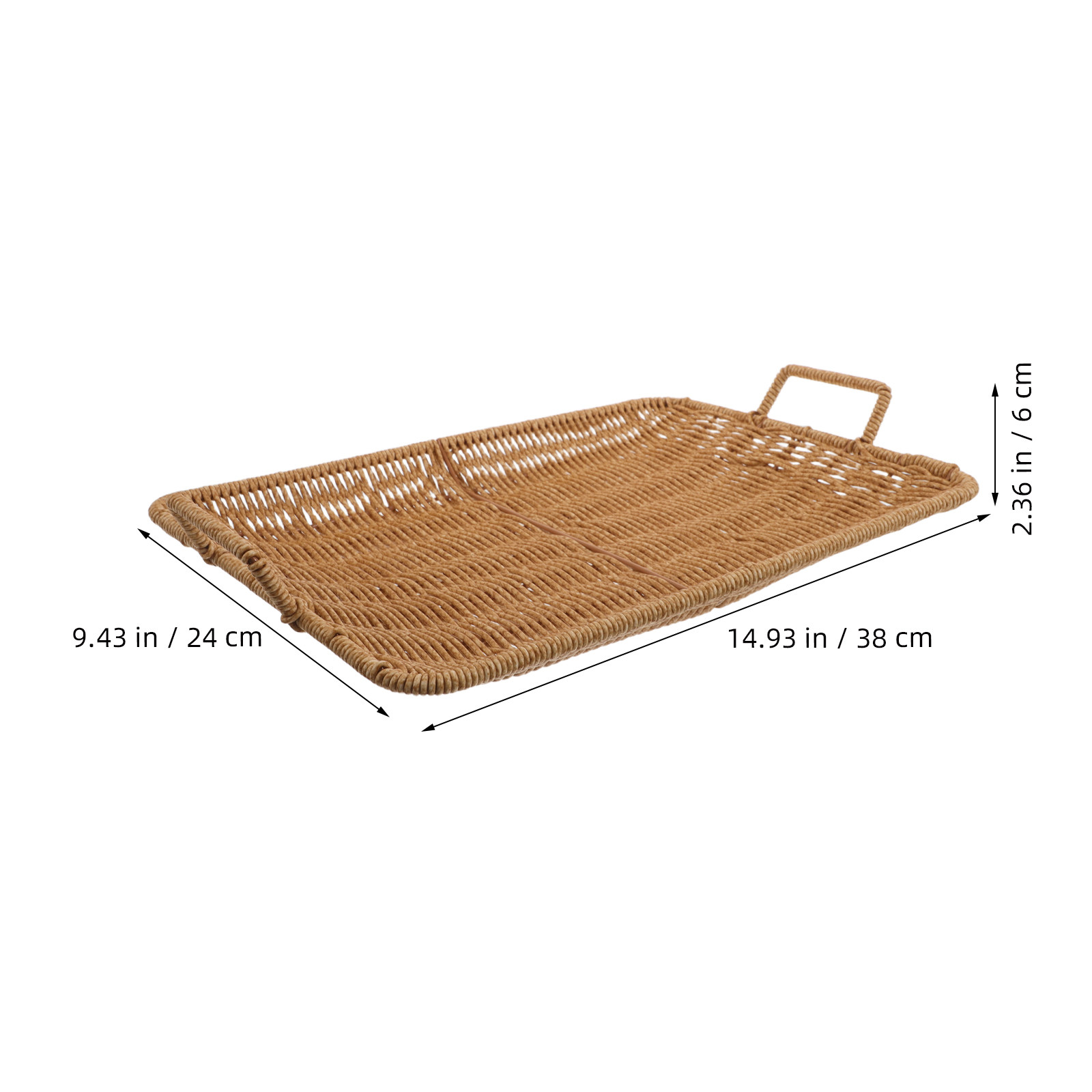 Rechthoekige plastic serveersc - Rattan Tray Handle recensie en prijs
