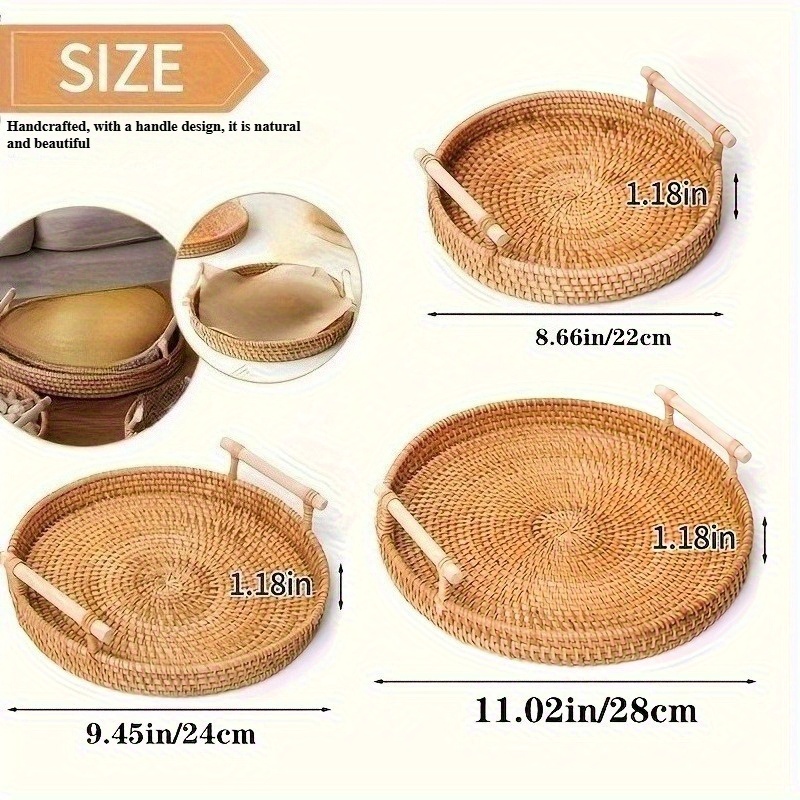 Handgemaakte ronde dienblad va - Rattan Tray Handle recensie en prijs